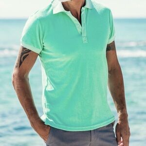 NEW Cabanon Terry Polo from Les Canebiers in Green Water Size Small NWT